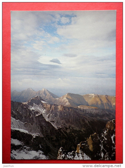 view of Lomnického shield over Zeleneho valley - The High Tatras - Slovakia - Czechoslovakia - unused - JH Postcards