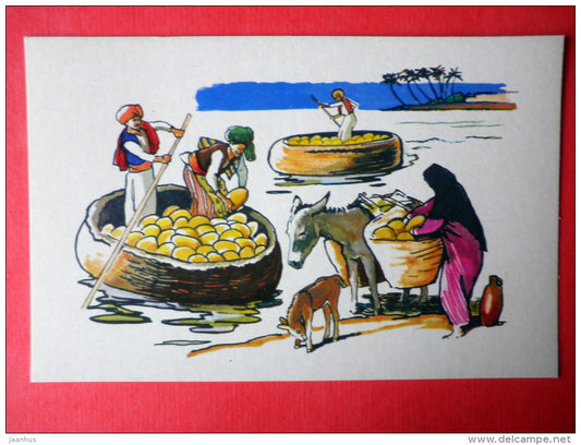 illustration by P. Pavlinov - Guffa - Iraq - Boats of the World - 1971 - Russia USSR - unused - JH Postcards