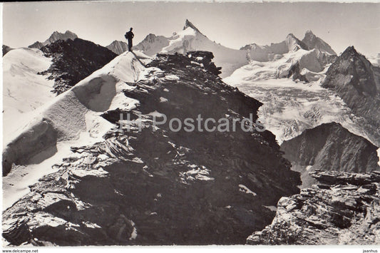 Du Sommet des Diablons - Schallihorn - Rothorn - Gabelhorn - Cervin - Besso - 16520 - Switzerland - 1963 - used - JH Postcards