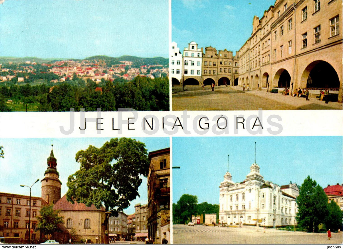 Jelenia Gora - Widok ogolny - Kosciol Sw Anny i Baszta Wojawonska - teatr - church - theatre multiview - Poland - unused - JH Postcards