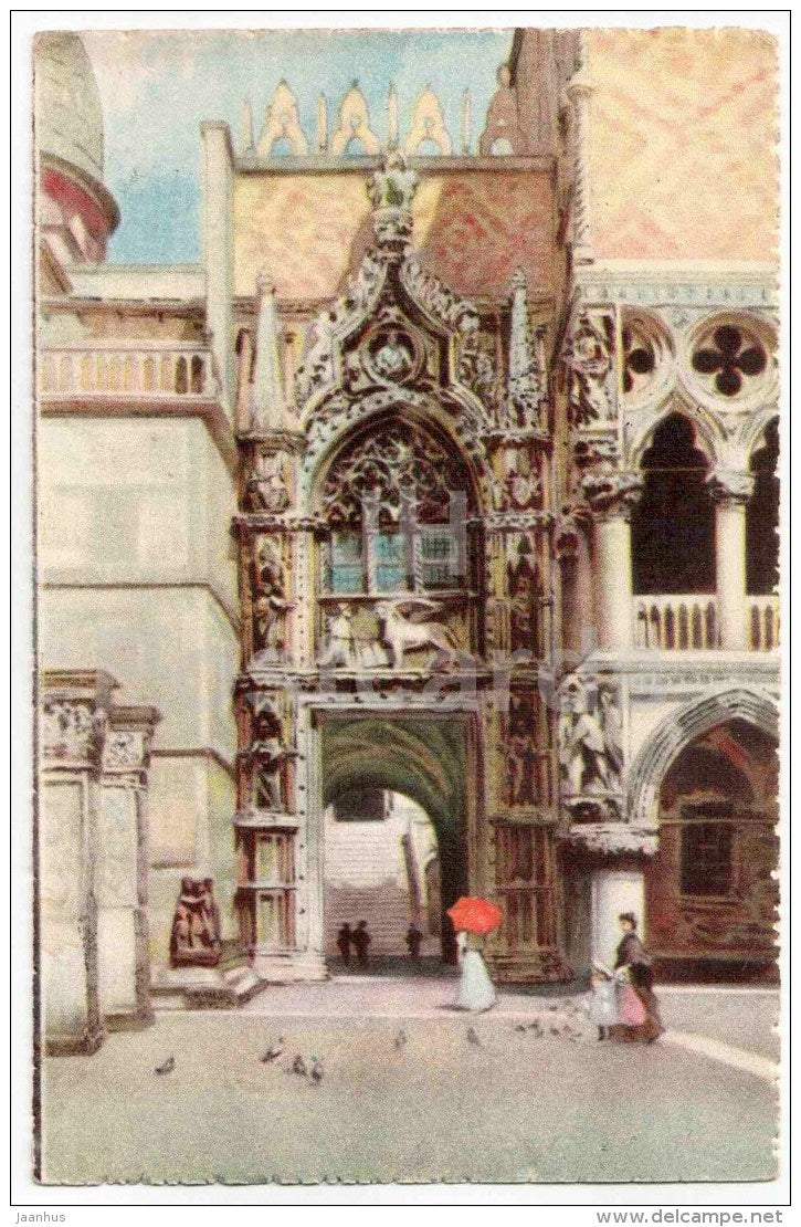 Porta della Carta - illustration - Venezia - Venice - 4338 - Italy - sent from Italy Venezia to Estonia Tallinn 1928 - JH Postcards