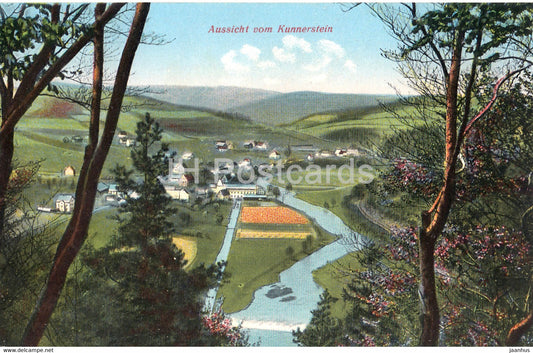 Aussicht vom Kunnerstein - Berg Restaurant Kunnerstein - Augustusburg - 33413 - old postcard - Germany - unused - JH Postcards