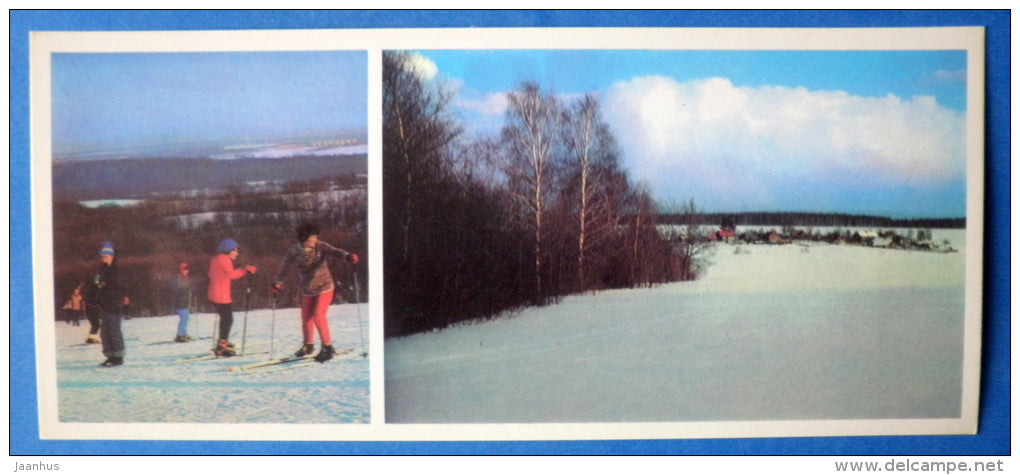 winter - skiing - Moscow Oblast - Podmoskovye - 1977 - Russia USSR - unused - JH Postcards