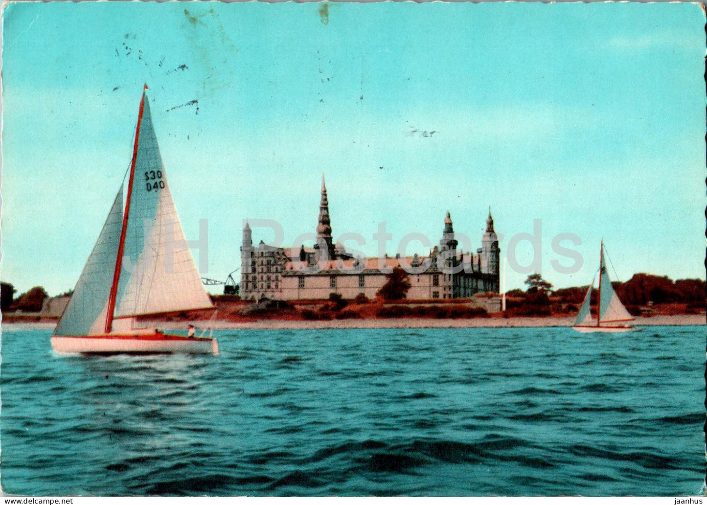 Helsingor - Kronborg Slot - castle - sailing boat - 1800-22 - Denmark - used - JH Postcards