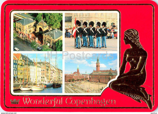 Wonderful Copenhagen - Tivoli Main Entrance - Nyhavn - Queen's Life Guard - Town Hall Square - ship - Denmark - unused - JH Postcards