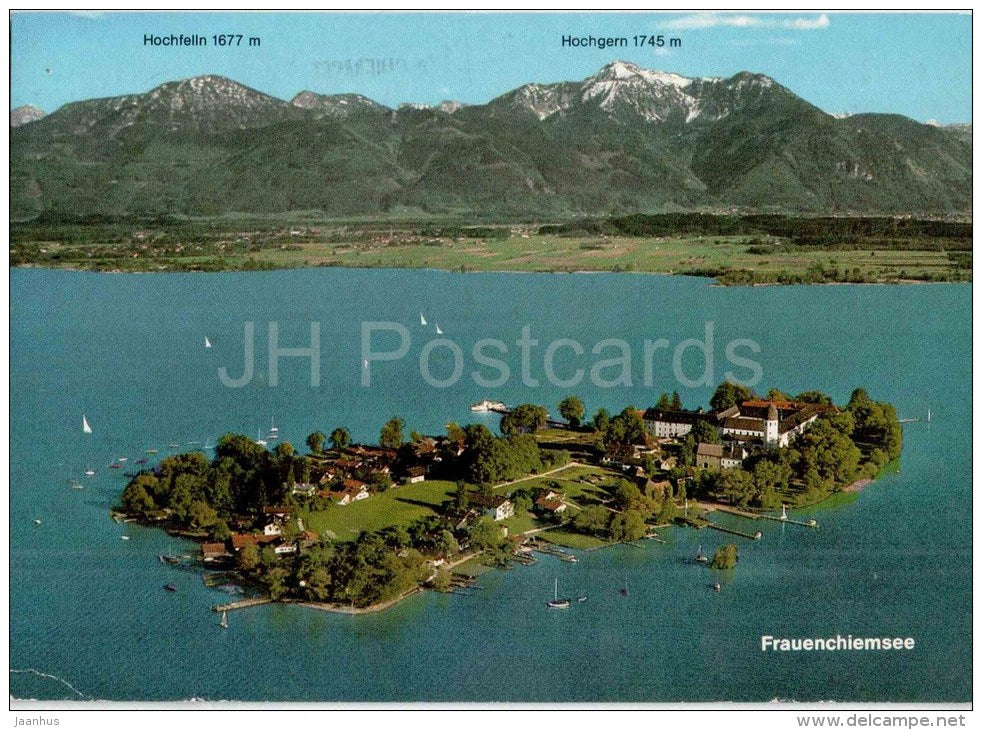 Fraueninsel - Chiemsee - Hochfelln 1677 m - Hochgern 1745 m - monastery Frauenwörth - Germany - 1986 gelaufen - JH Postcards