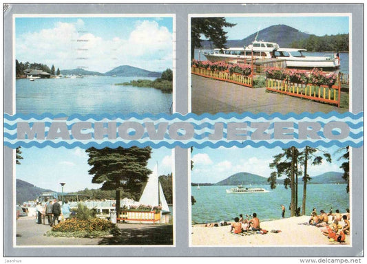 Machovo Jezero - boat - beach - Czechoslovakia - Czech - used 1980 - JH Postcards