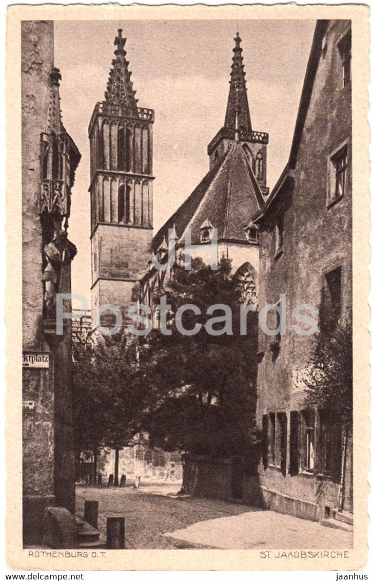 Rothenburg o d Tauber - St Jakobskirche - church - 1 - old postcard - Germany - unused - JH Postcards