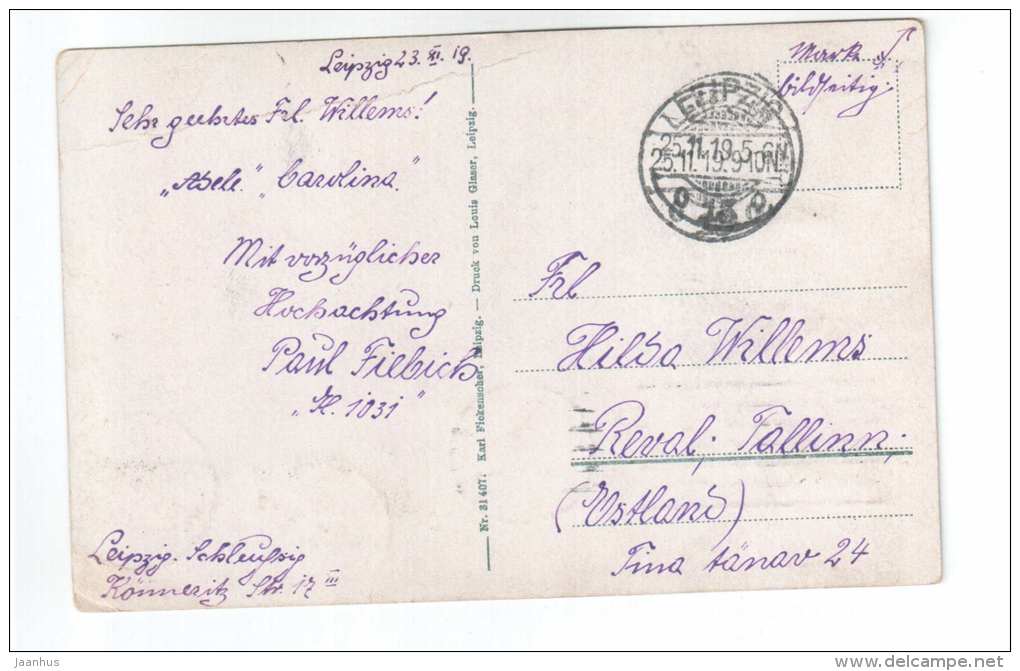 Altes Rathaus am Marktplatz - Leipzig - Germany - Karl Fikenscher 31407  - old postcard - sent  to Estonia 1919 - used - JH Postcards