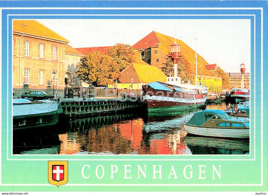 Copenhagen - Frederiksholms Canal with the old Lightship - shp - boat - 310 - Denmark - unused - JH Postcards