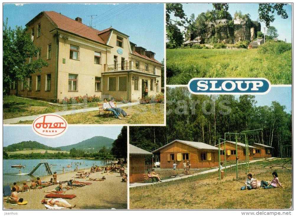 Sloup - recreation centre - beach - Czechoslovakia - Czech - used 1983 - JH Postcards