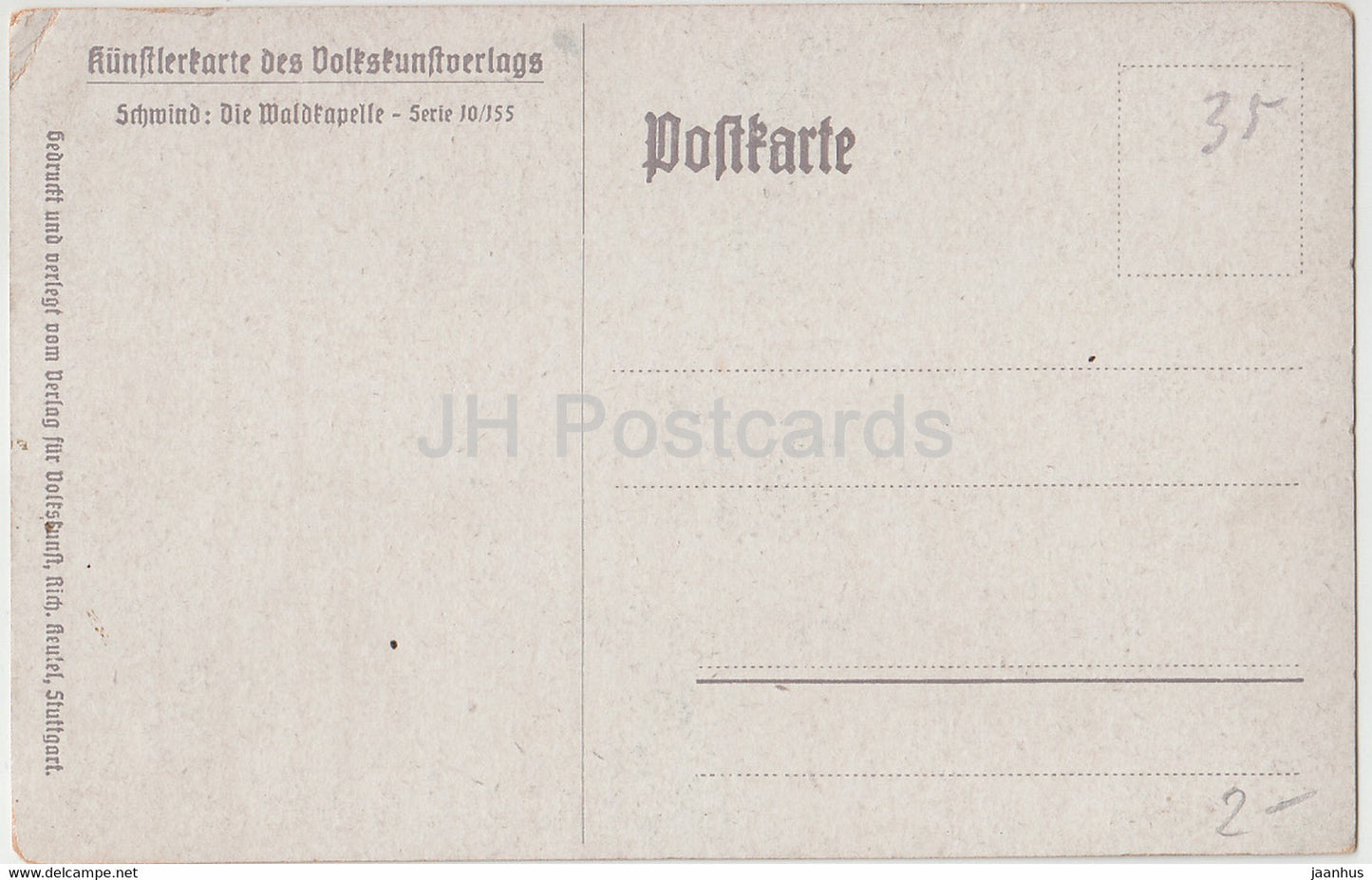 painting by Moritz von Schwind - Die Waldkapelle - German art - old postcard - Germany - unused