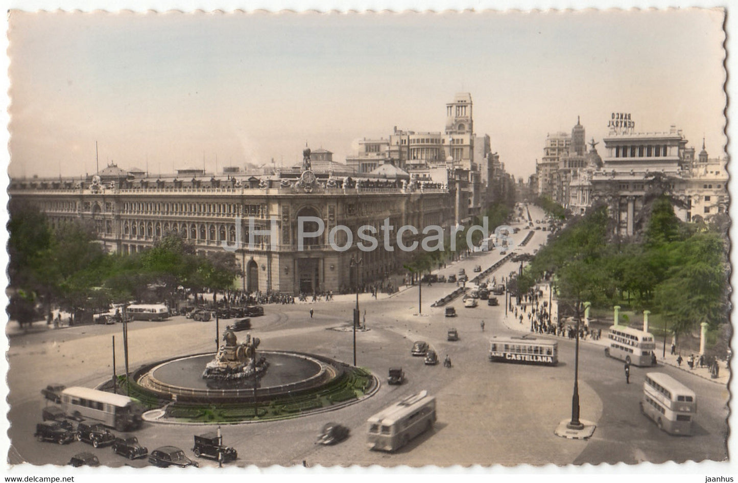 Madrid - Plaza de la Cibeles y calle de Alcala - Cybele circus and Alcala street - bus car - old postcard - Spain - used - JH Postcards