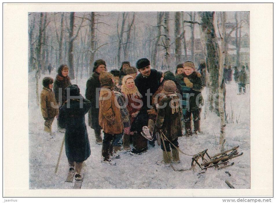 painting by A. Varlamov - Lenin with Children , 1950 - Russian art - Russia USSR - 1979 - unused - JH Postcards