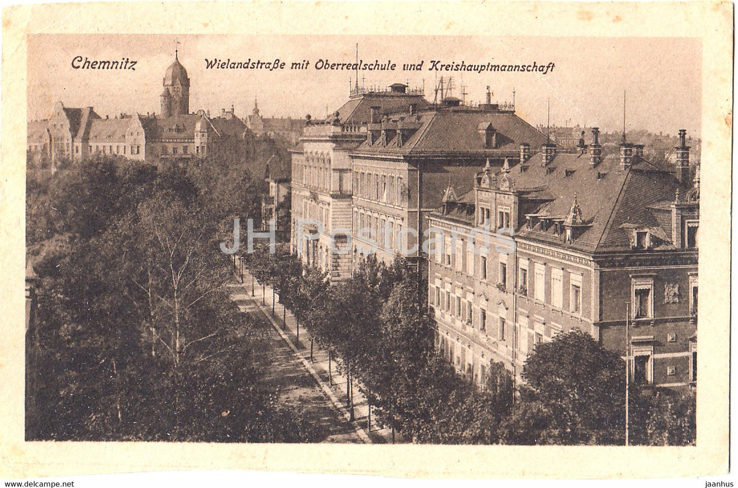 Chemnitz - Wielandstrasse mit Oberrealschule und Kreishauptmannschaft - old postcard - Germany - unused - JH Postcards