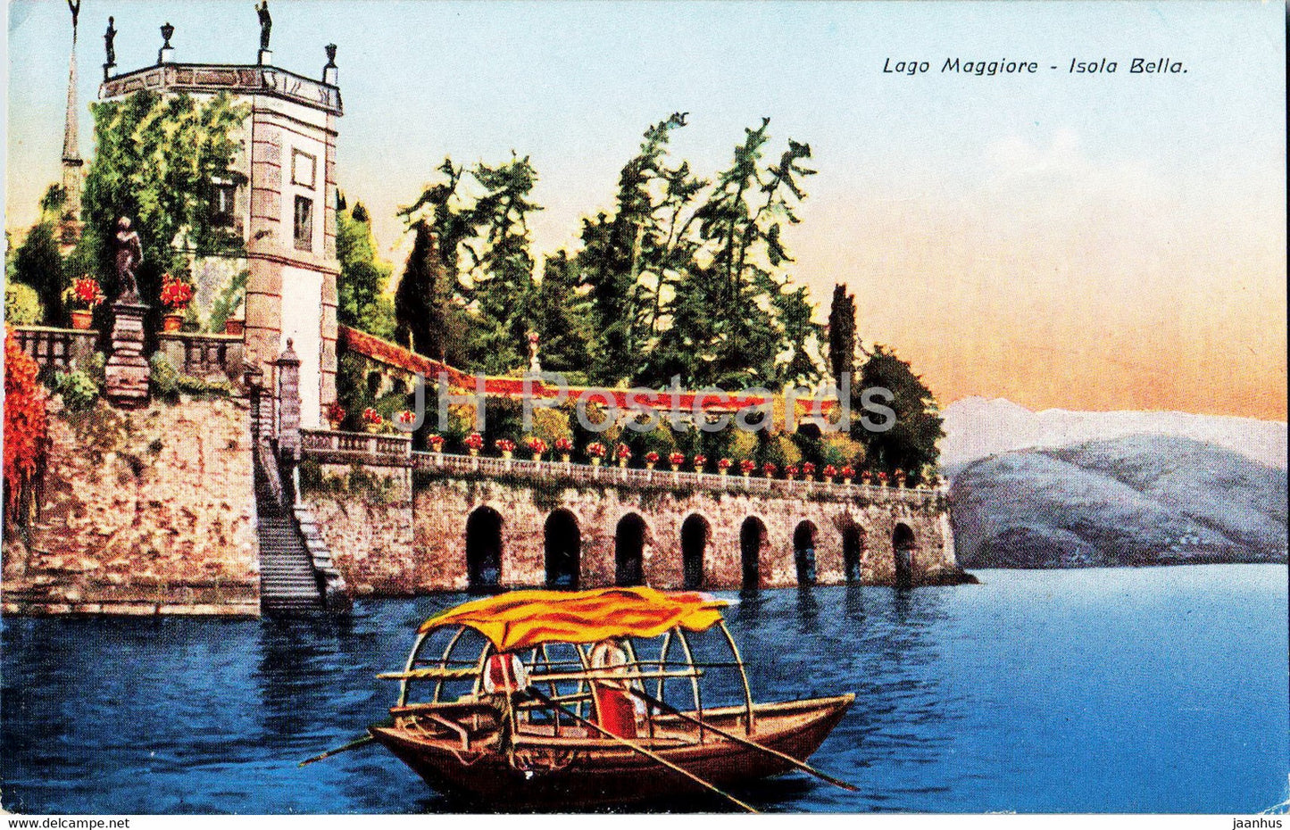 Lago Maggiore - Isola Bella - boat - 263 - old postcard - Italy - unused - JH Postcards