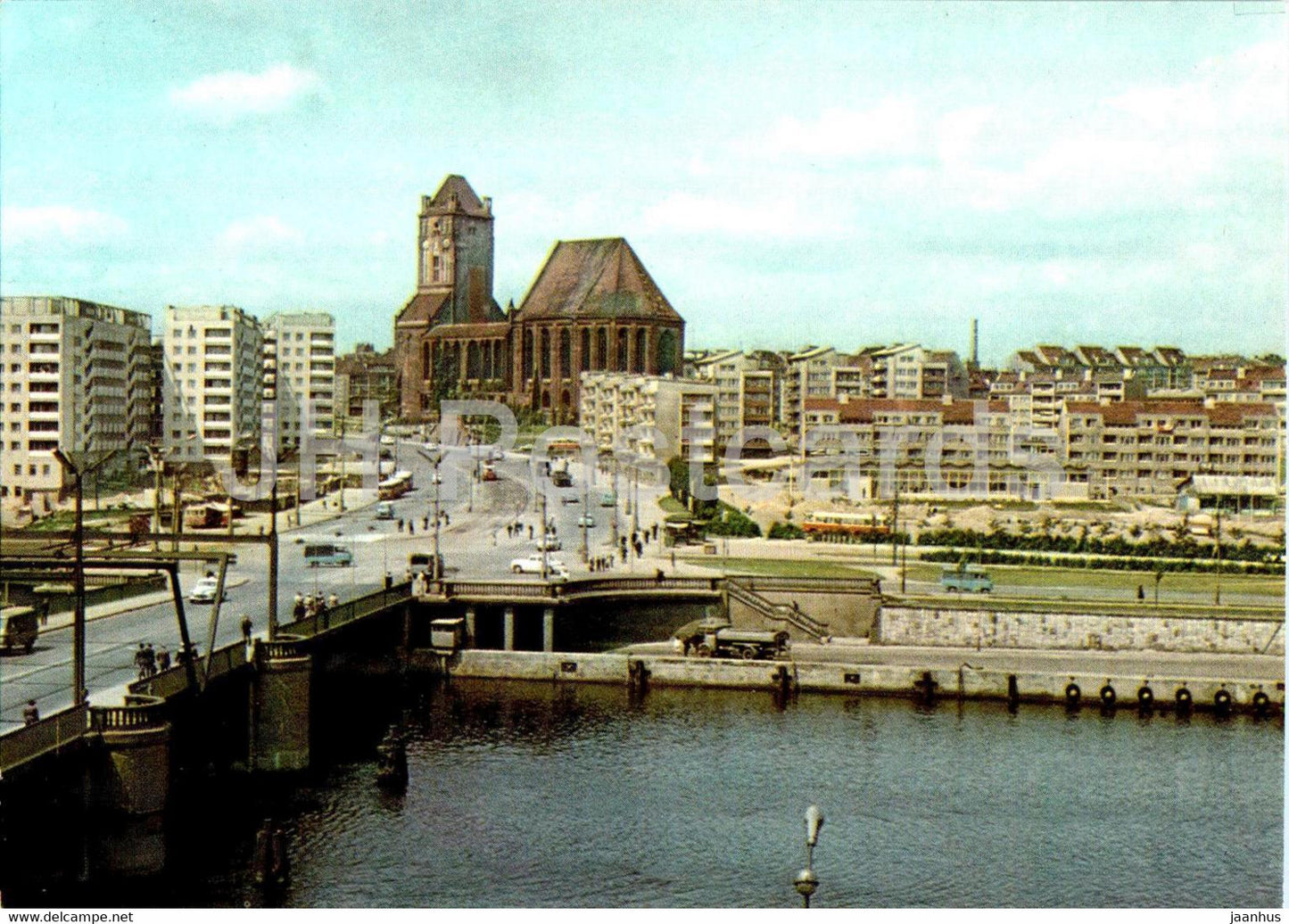 Szczecin - Panorama od strony Odry - Kosciol Sw Jakuba - church - Poland - unused - JH Postcards