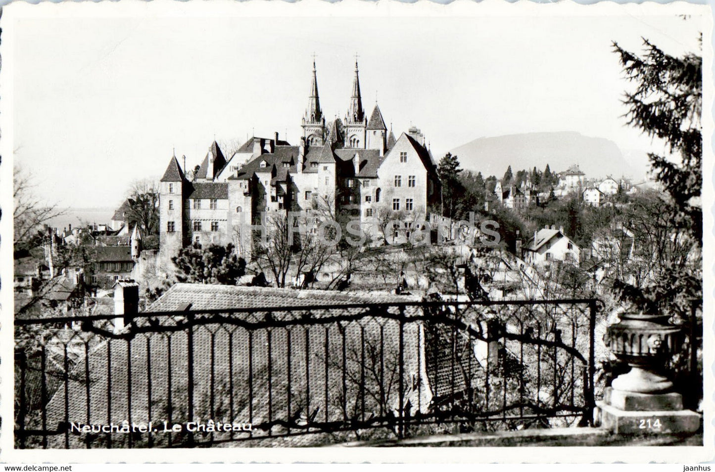 Neuchatel - Le Chateau - castle - 214 - old postcard - 1958 - Switzerland - used - JH Postcards