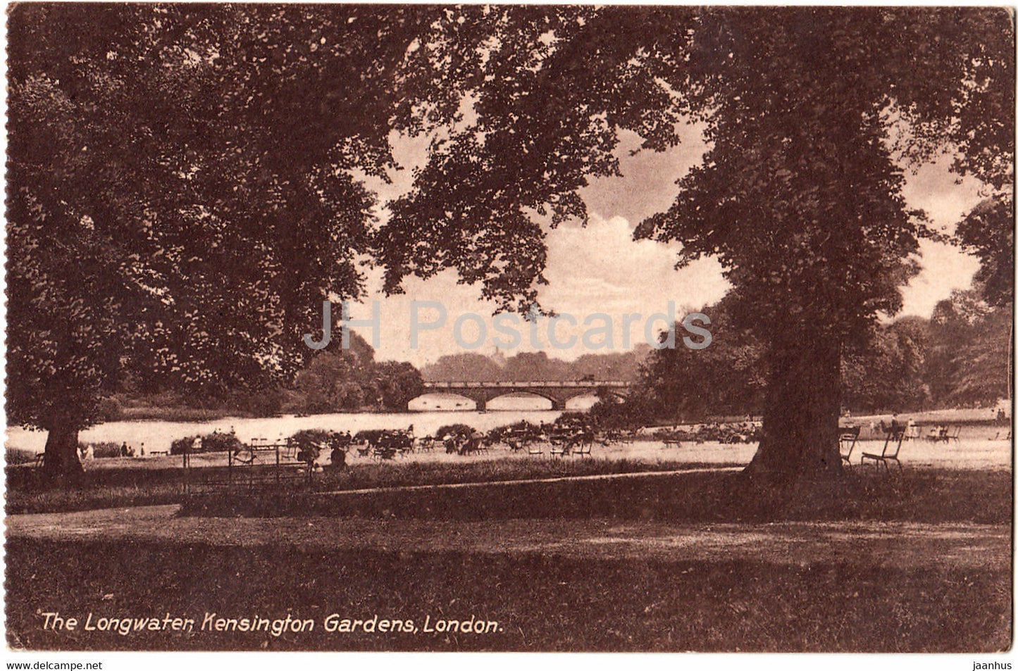 London - The Longwater - Kensington Gardens - old postcard - England - United Kingdom - used - JH Postcards