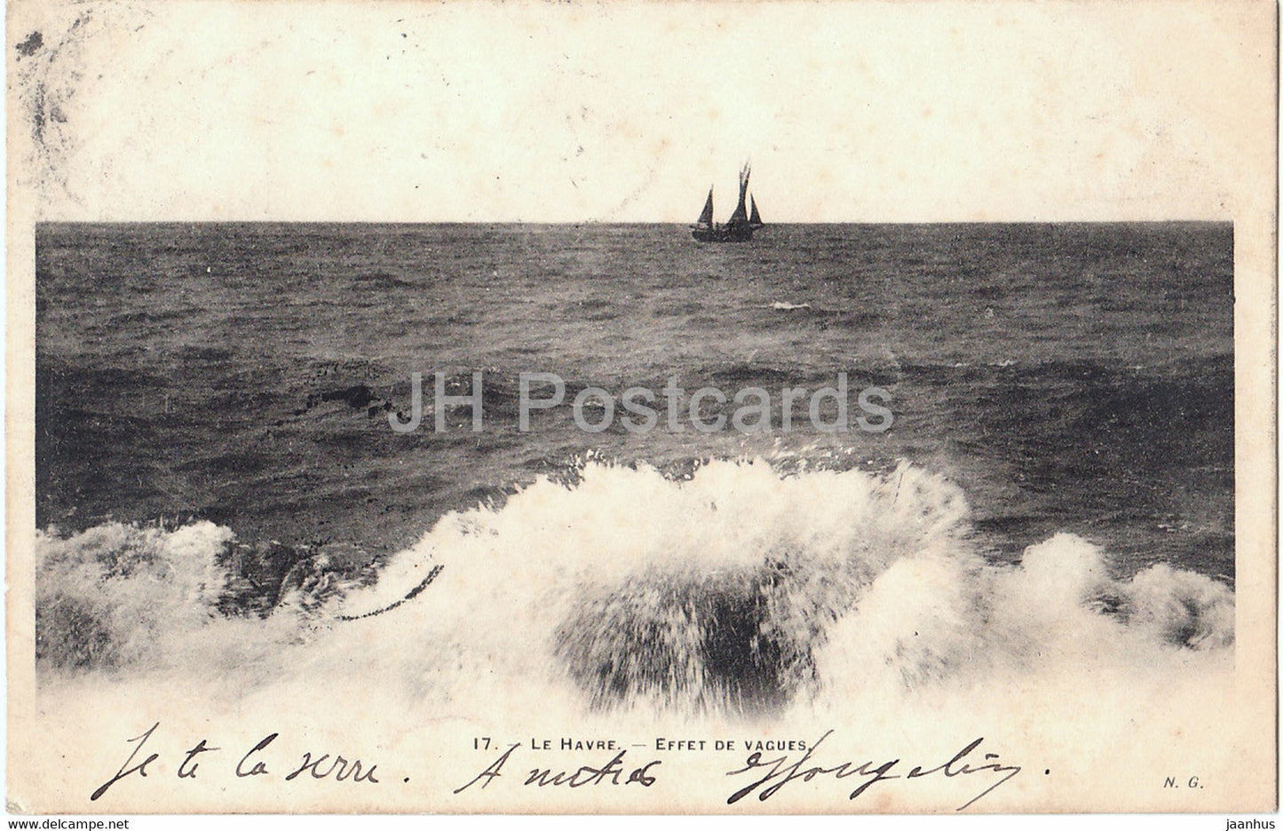 Le Havre - Effet de Vagues - 17 - sailing ship - old postcard - 1904 - France - used - JH Postcards