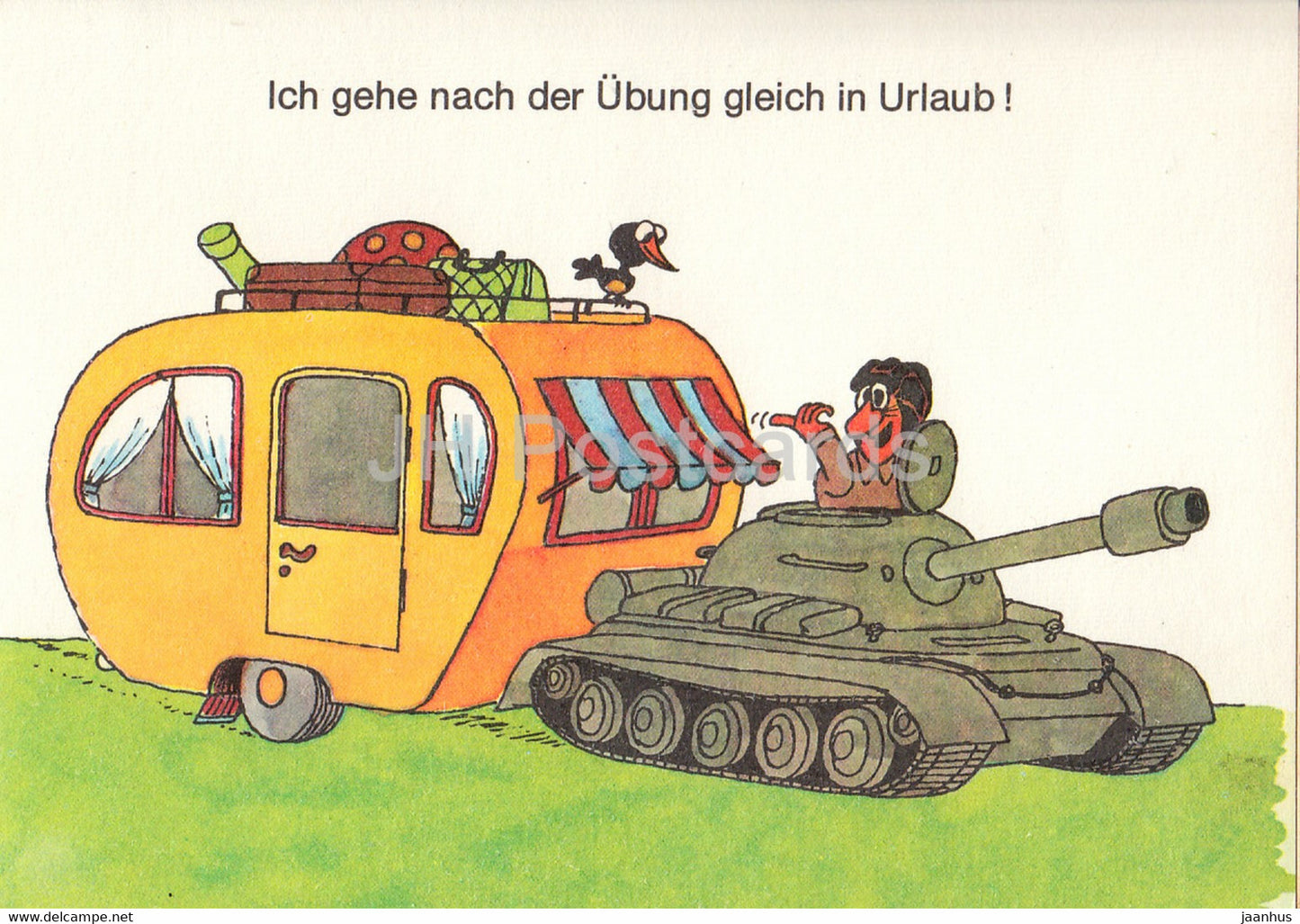 Ich gehe nach der Ubung gleich in Urlaub - tank - humour - DDR Germany - unused - JH Postcards