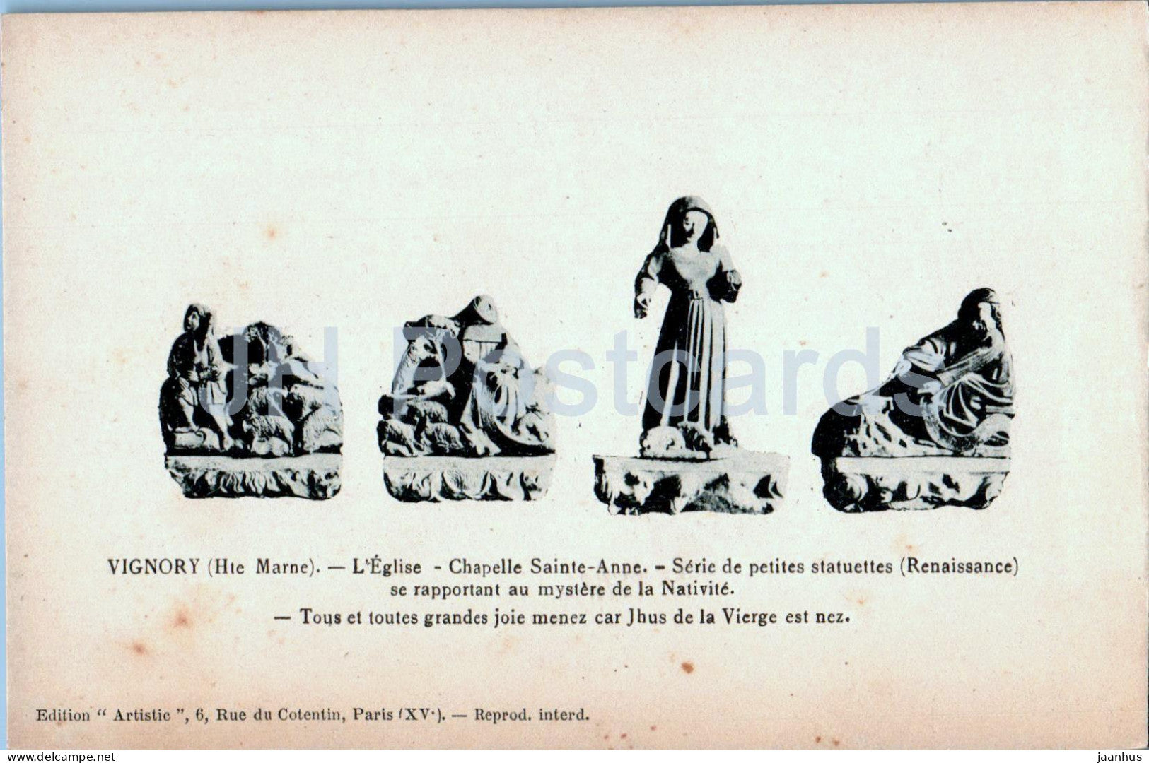 Vignory - L'Eglise - Chapelle Sainte Anne - Serie des petites statuettes - church - old postcard - France - unused - JH Postcards