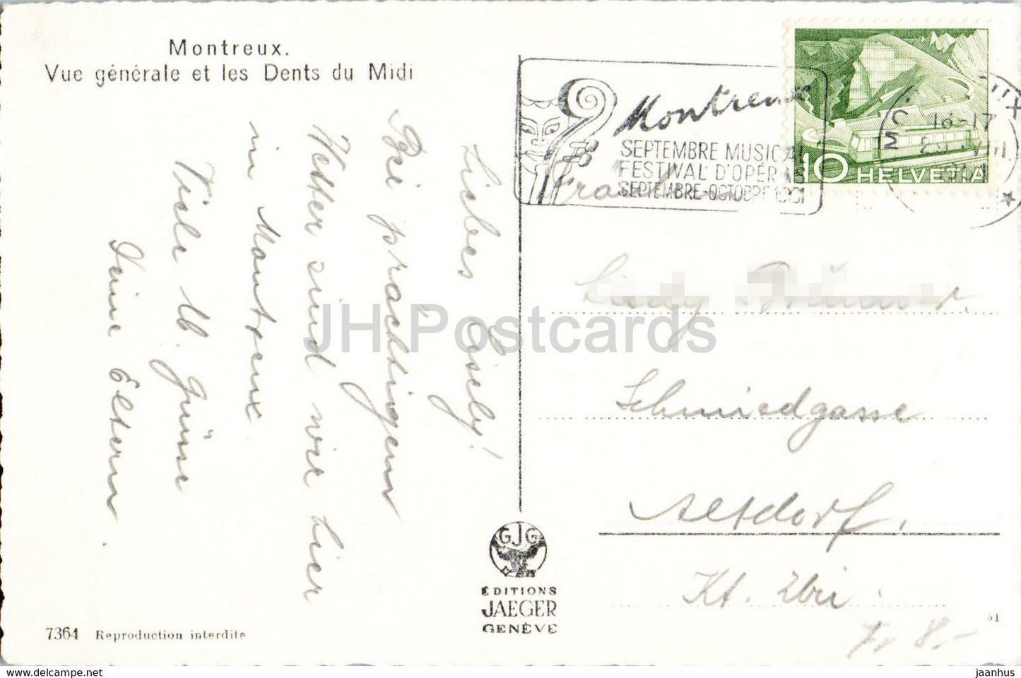 Montreux - Vue Generale et les Dents du Midi - 7364 - old postcard - 1951 - Switzerland - used