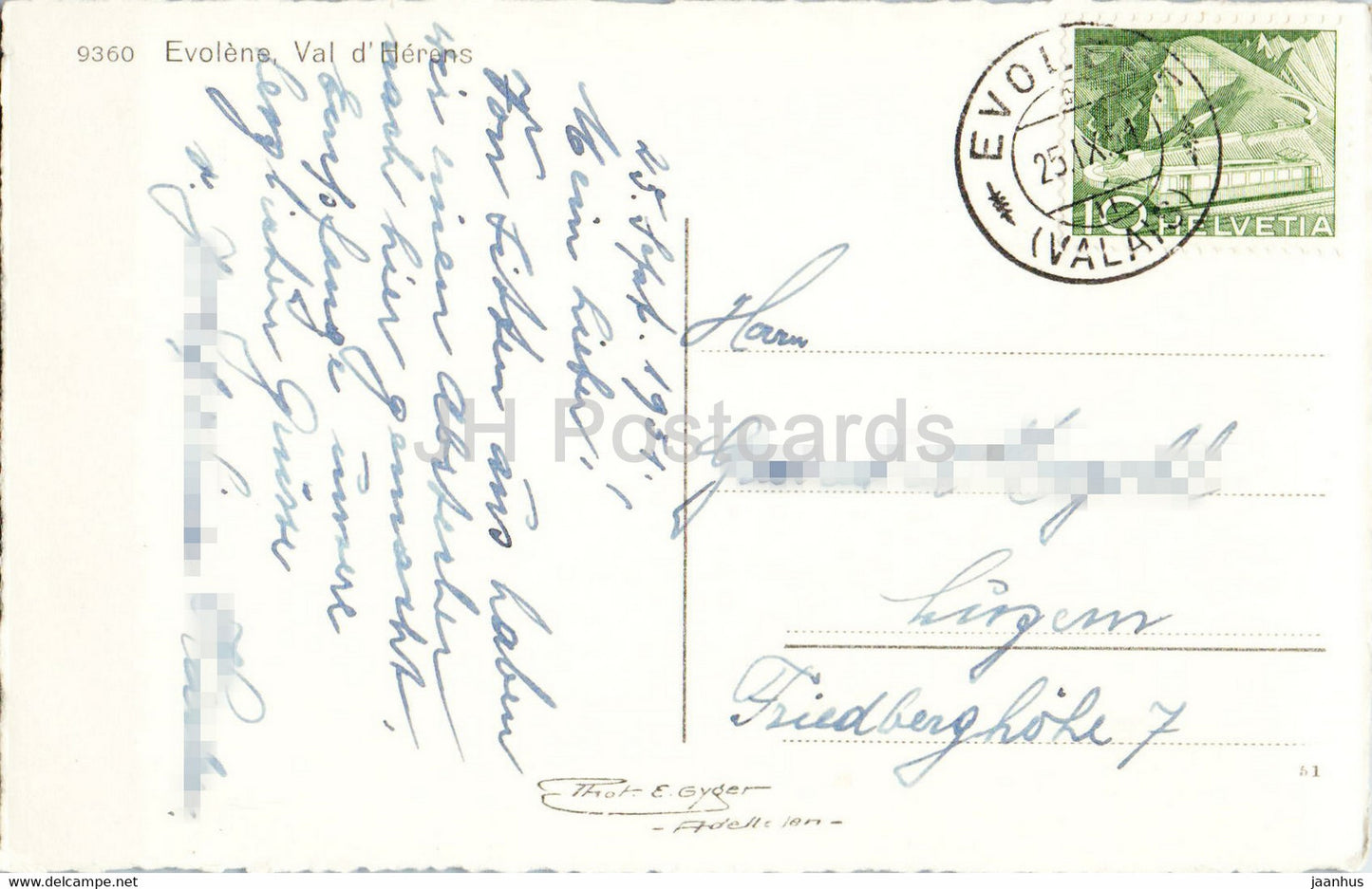 Evolene - Val d'Herens - 9360 - 1951 - alte Postkarte - Schweiz - gebraucht