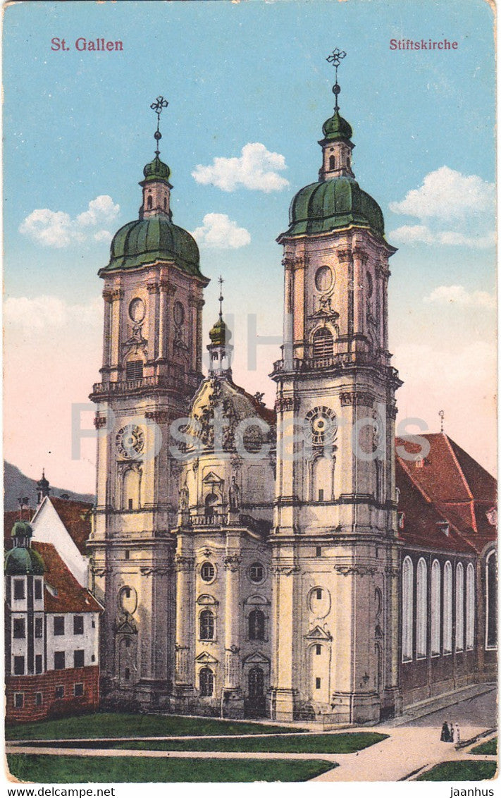 St Gallen - Stiftskirche - 5532 - old postcard - 1914 - Switzerland - used - JH Postcards