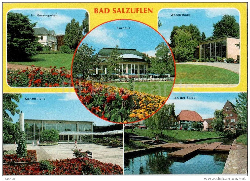 Bad Salzufeln - Rosengarten - Wanderhalle - Konzerthalle - An der Salze - Kurhaus - Germany - 1996 gelaufen - JH Postcards