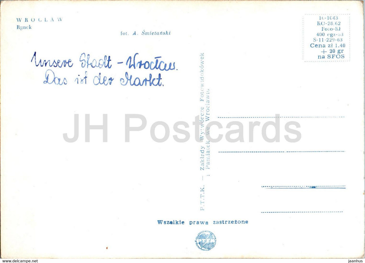 Breslau - Rynek - 10-1043 - alte Postkarte - Polen - gebraucht