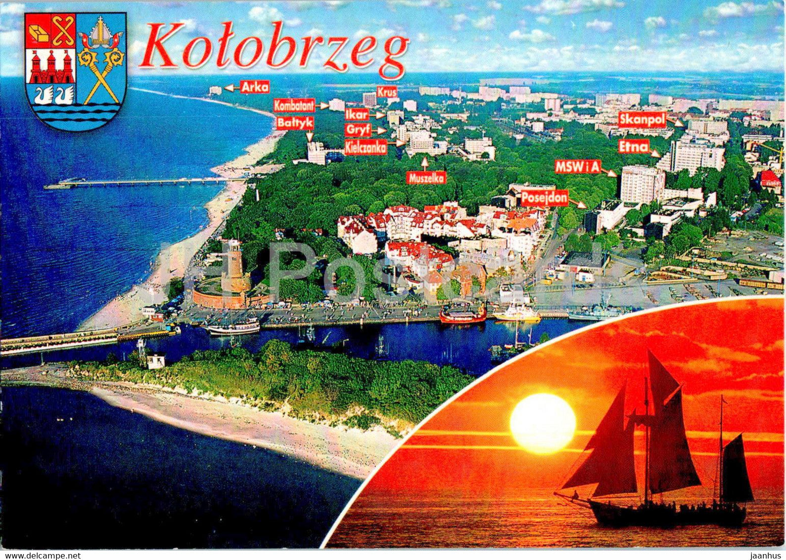 Kolobrzeg - sailing ship - multiview - 5738 - Poland - unused - JH Postcards