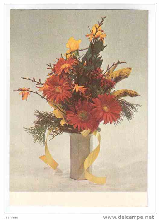 Flowers for Mother 1 - flowers - compositions - 1987 - Estonia USSR - unused - JH Postcards