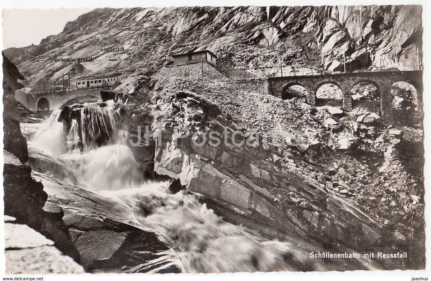 Schollenenbahn mit Reussfall - train - railway - 3911 - Switzerland - 1958 - used - JH Postcards