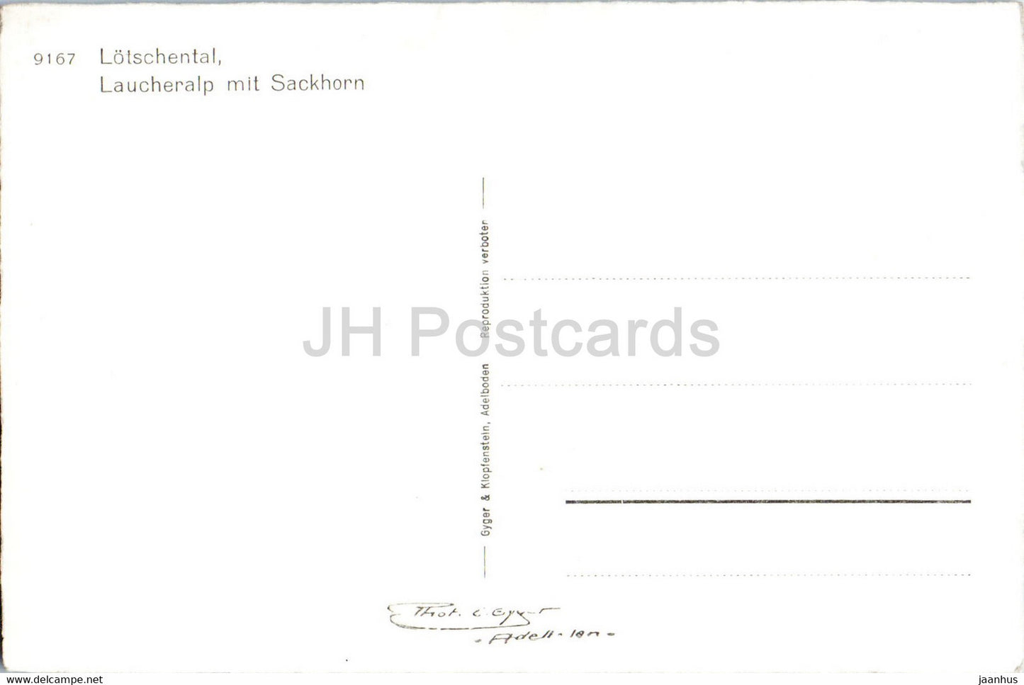 Lötschental - Laucheralp mit Sackhorn - 9167 - alte Postkarte - Schweiz - unbenutzt