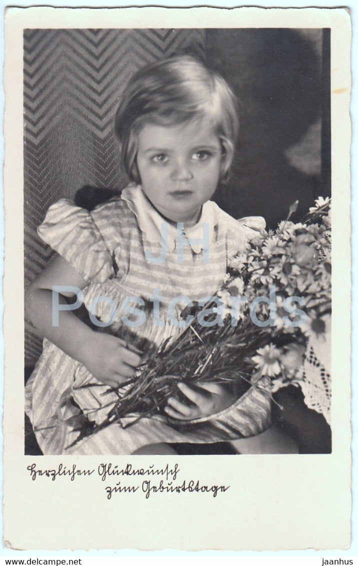 Birthday Greeting Card - Herzlichen Gluckwunsch zum Geburtstage - girl - NPG - old postcard - 1934 - Germany - used - JH Postcards