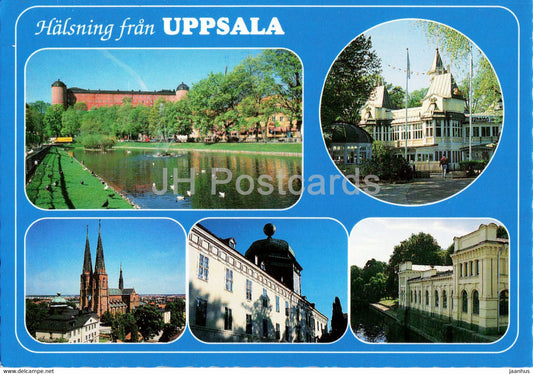 Halsning fran Uppsala - slottet - multiview - Sweden - used - JH Postcards