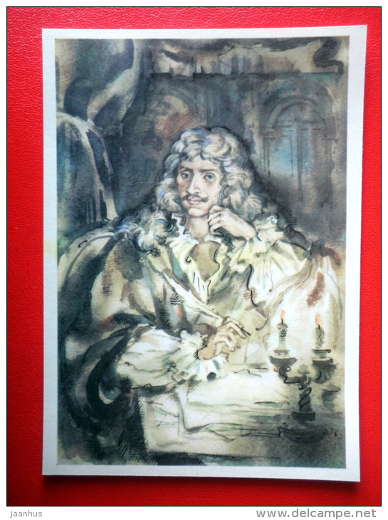 illustration by Y. Ivanov - Molière - World dramatists - 1981 - Russia USSR - unused - JH Postcards