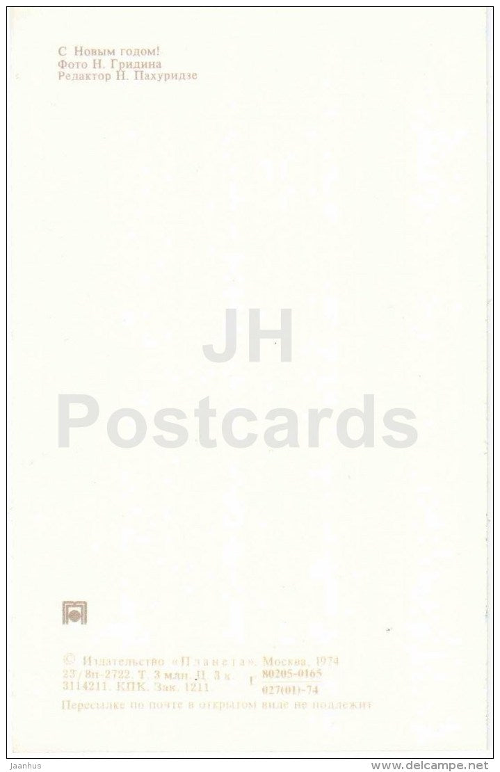 New Year Greeting Card - winter forest - 1974 - Russia USSR - unused - JH Postcards