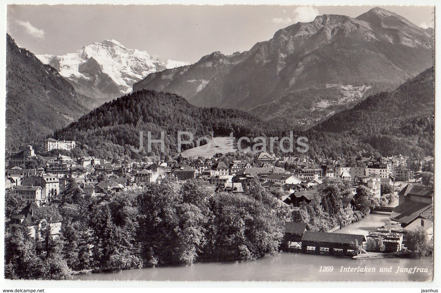 Interlaken und Jungfrau - Interlaken et la Jungfrau - 1269 - Switzerland - 1958 - used - JH Postcards