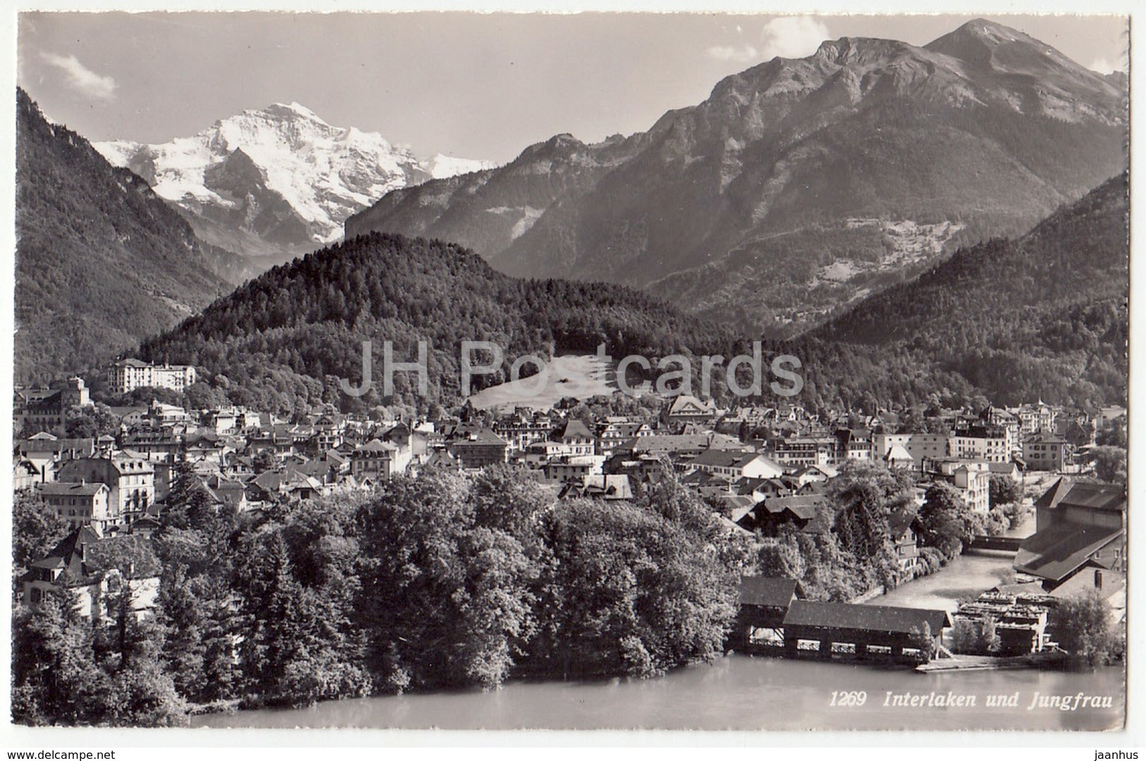 Interlaken und Jungfrau - Interlaken et la Jungfrau - 1269 - Switzerland - 1958 - used - JH Postcards