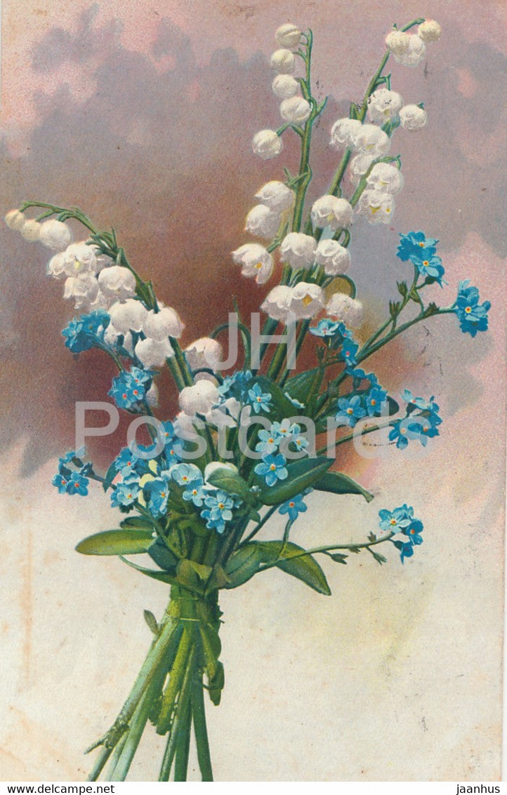 Lily of the Valley - flowers - Photochromie Serie 526 Nr 982 - old postcard - 1915 - Germany - used - JH Postcards