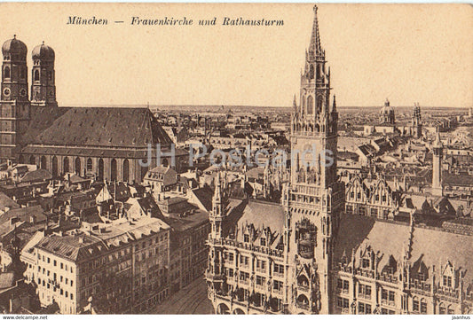 Munchen - Frauenkirche und Rathausturm - Munich - 1035 - old postcard - 1922 - Germany - unused - JH Postcards