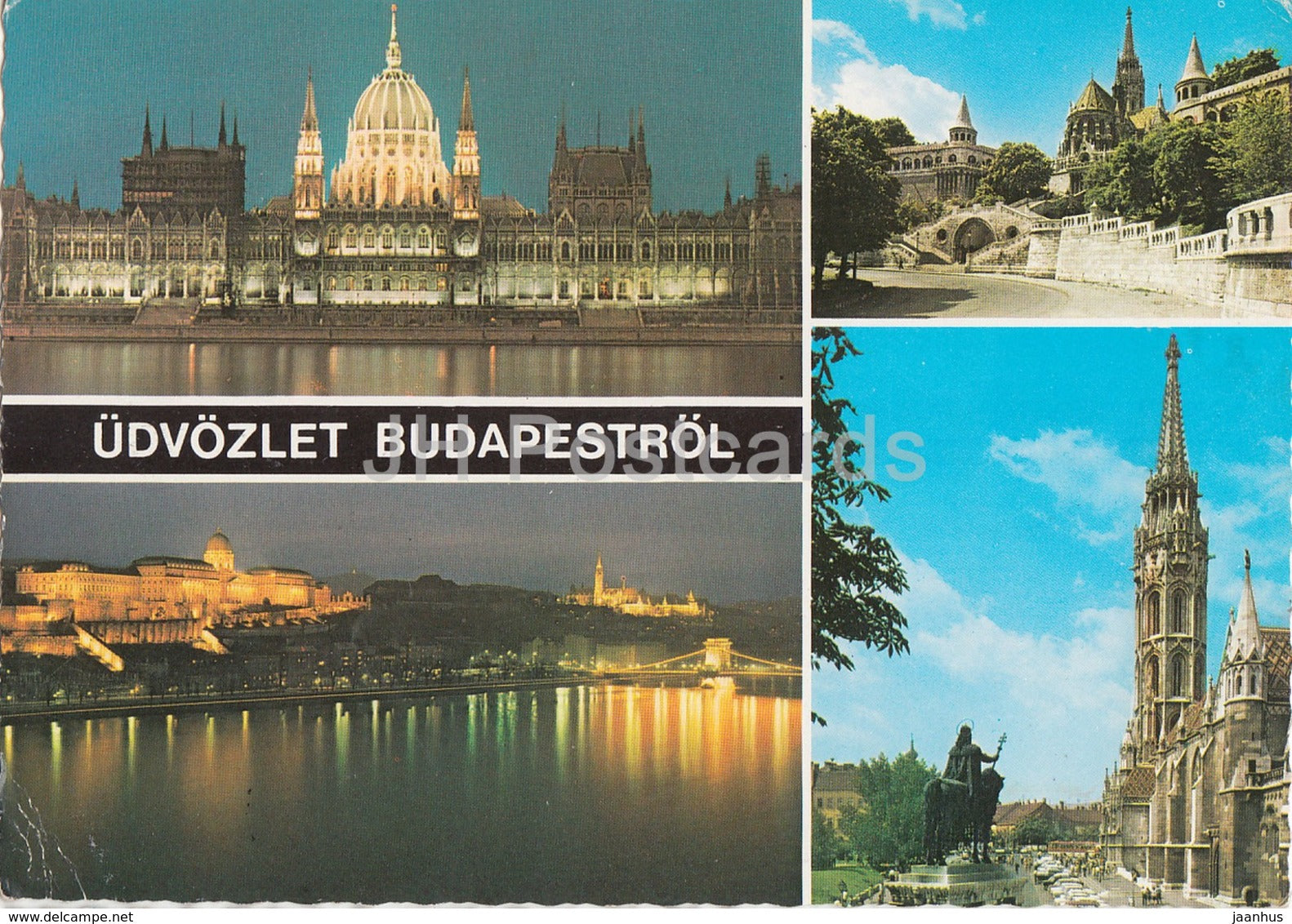 Budapest - architecture - parliament - cathedral - castle hill - multiview - Hungary - used - JH Postcards