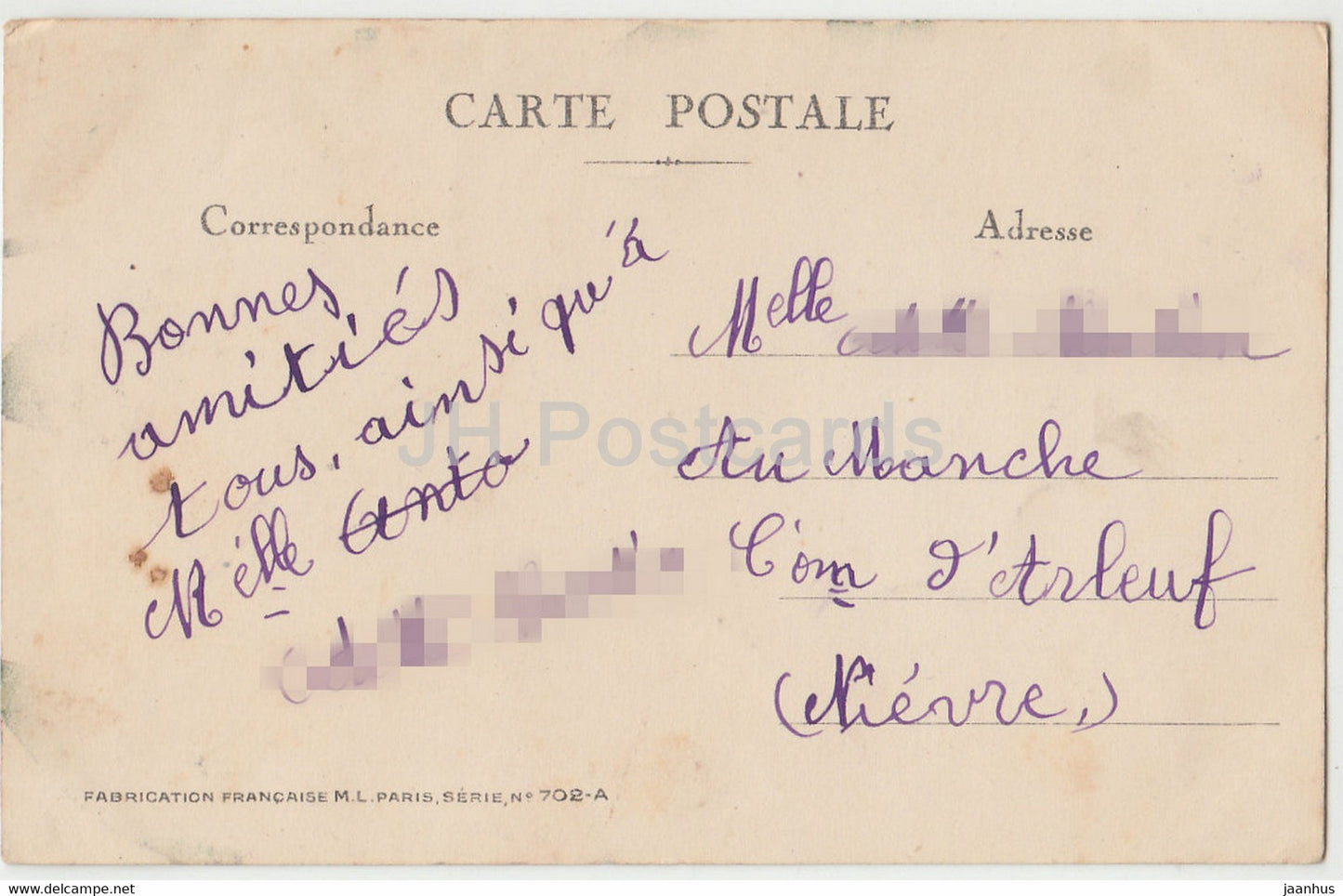 rose rouge - fleurs - illustration - ML Paris - carte postale ancienne - France - occasion