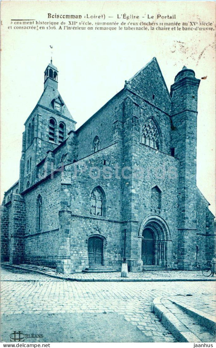 Boiscommun - L'Eglise - Le Portail - church - portal - old postcard - 1926 - France - used - JH Postcards