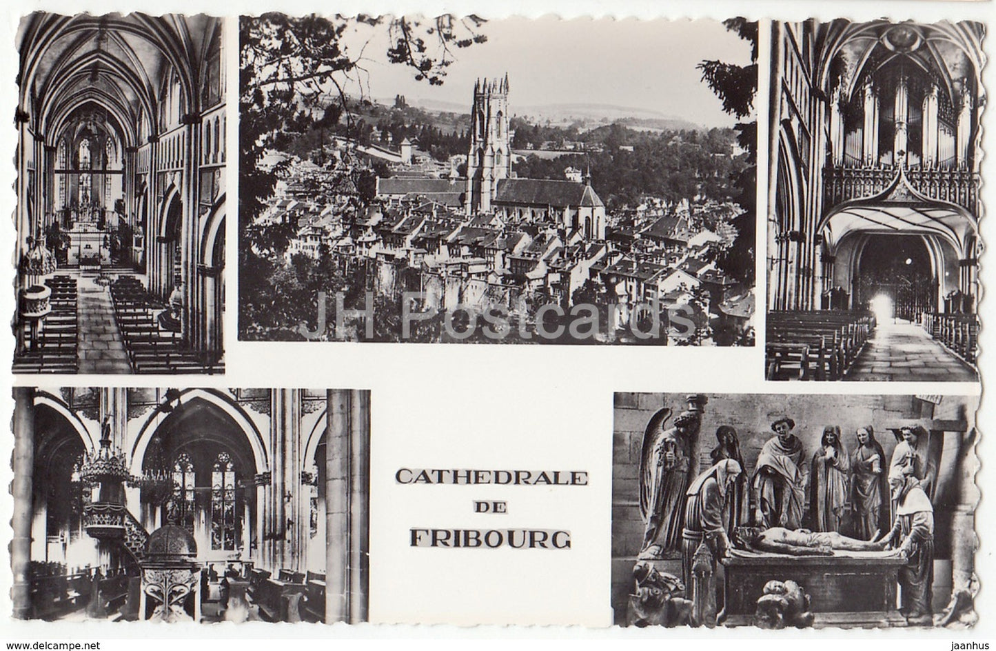 Cathedrale de Fribourg - cathedral - multiview - 9270 - Switzerland - old postcard - unused - JH Postcards