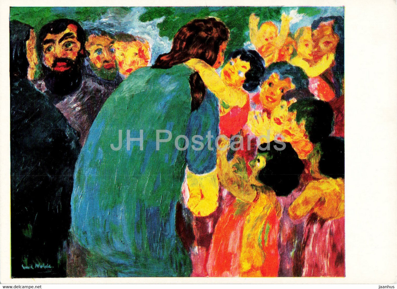 painting by Emil Nolde - Christus und die Kinder - Christ and  the Children - German art - Germany - unused - JH Postcards