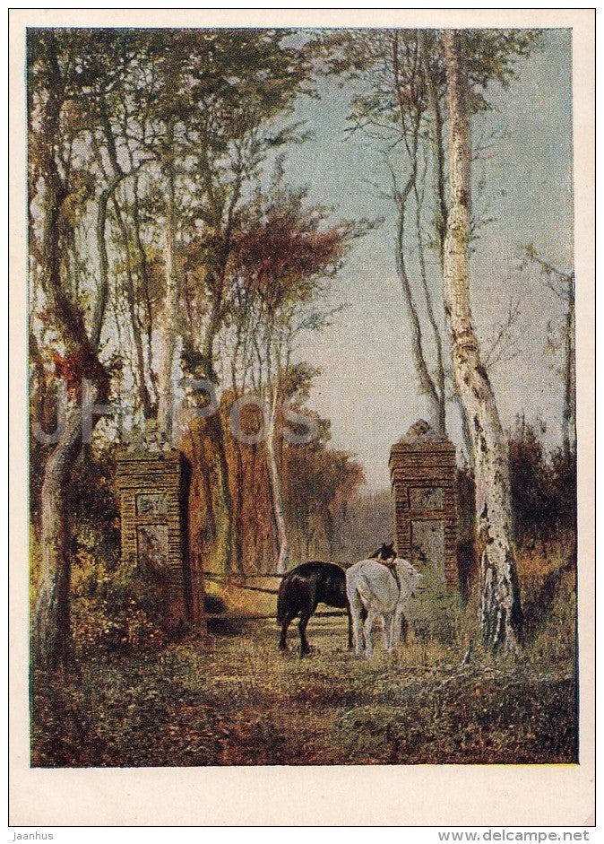 painting by V. Polenov - In the Park - horse - Russian art - 1952 - Russia USSR - unused - JH Postcards