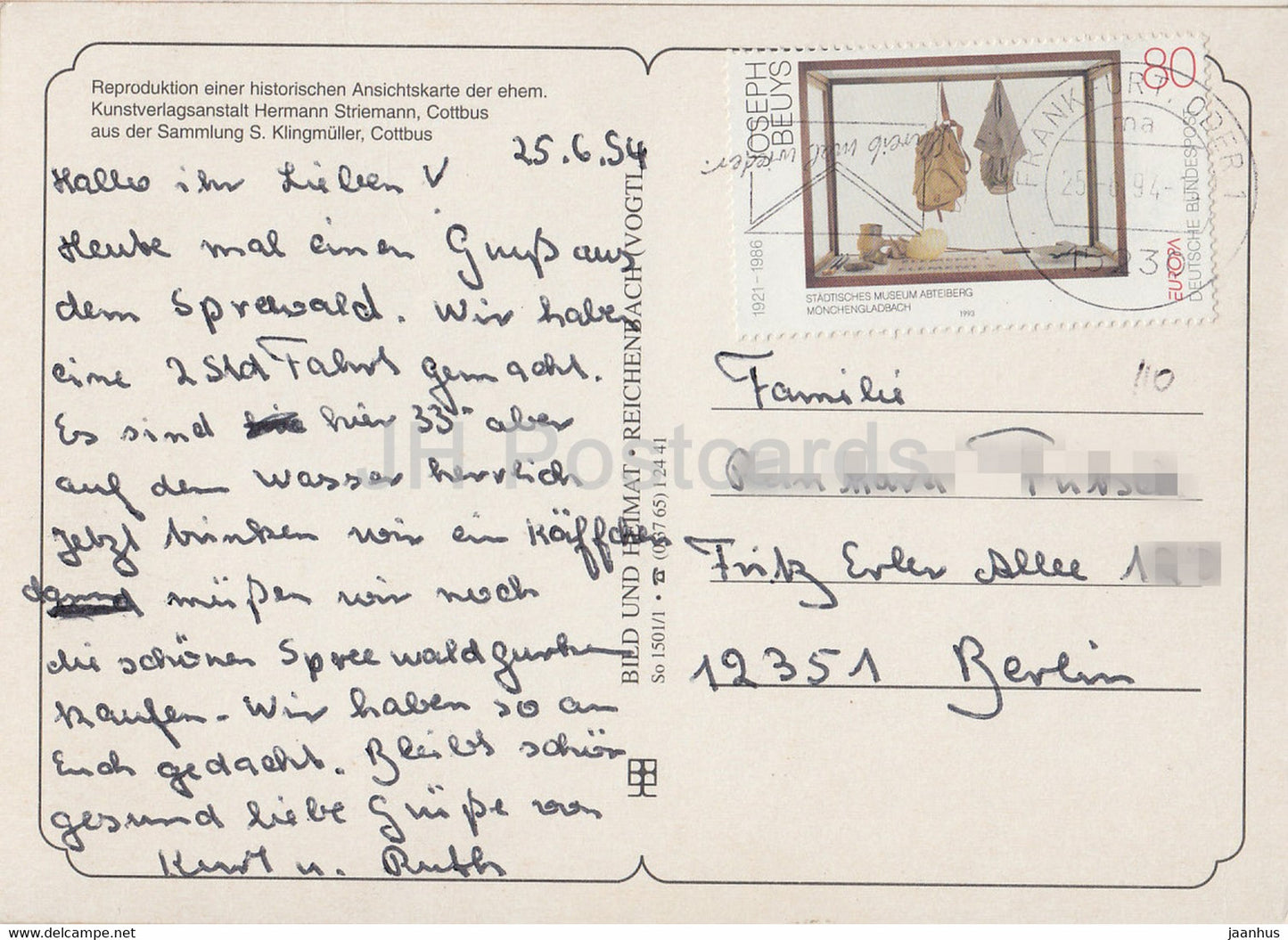 REPRODUCTION de carte postale ancienne - Femmes en bateau - costumes folkloriques - 1994 - Allemagne - occasion